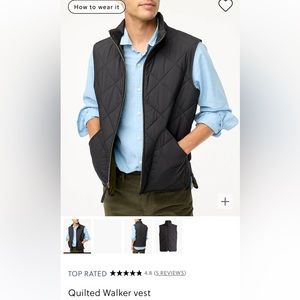 J. Crew Quilted Walker Black Vest